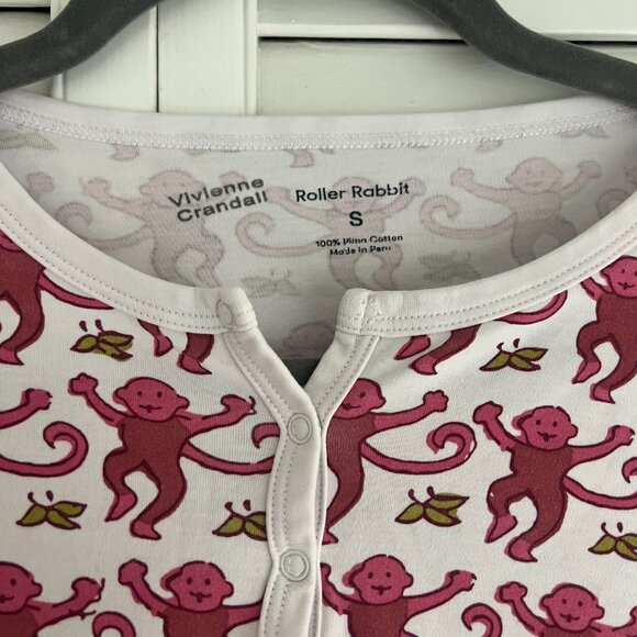 Roller Rabbit Pink Monkey Pajamas - Small - Top Only - Picture 3 of 4